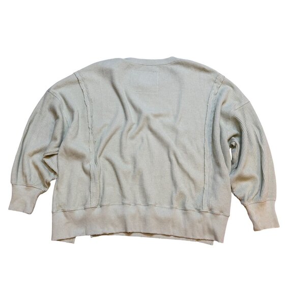 American Eagle This Feels Seriously Lived In Waffle Knit Oversized Crewneck Swea - Picture 2 of 5